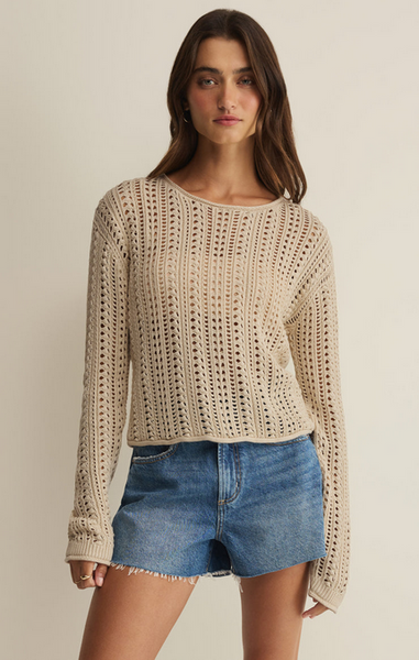 Upland Crochet Sweater Top - Island Coconut