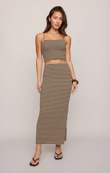 Ainslie Stripe Midi Skirt - Putty