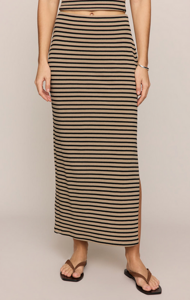 Ainslie Stripe Midi Skirt - Putty