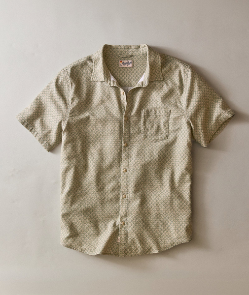 Classic Stretch Selvage Shirt - Sage Shell Print