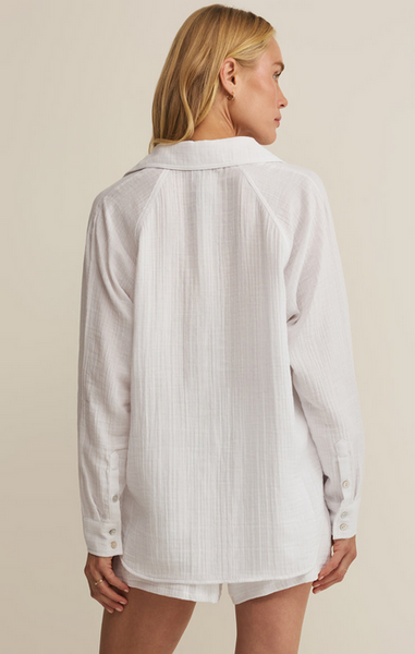 The Perfect Airy Gauze Button Up - White