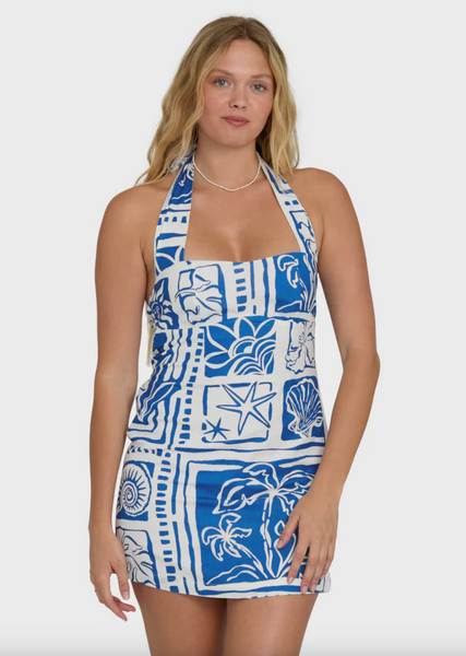 Sea Glow Mini Dress - True Blue
