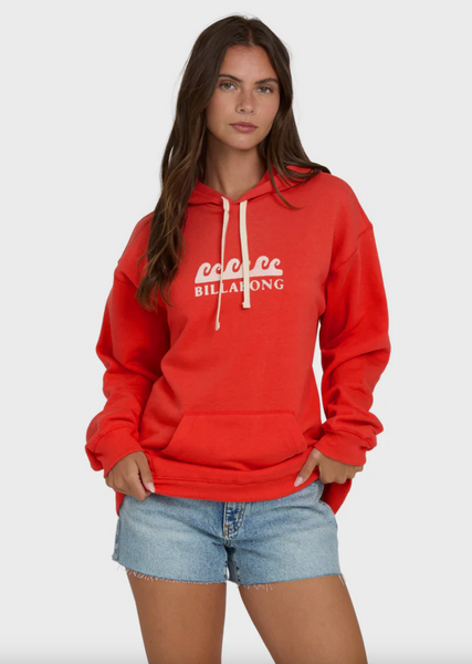 Surfing In Town Pullover Hoodie - Fiesta Red