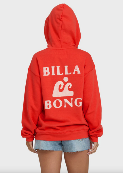 Surfing In Town Pullover Hoodie - Fiesta Red
