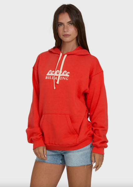 Surfing In Town Pullover Hoodie - Fiesta Red