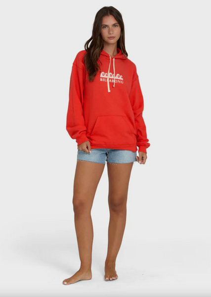 Surfing In Town Pullover Hoodie - Fiesta Red