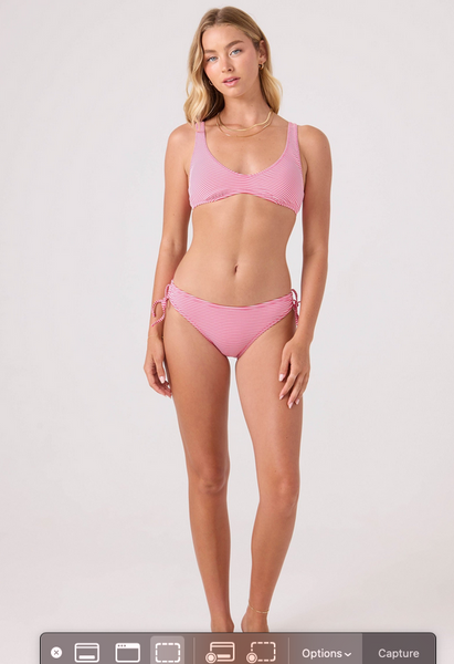 Good Vibes Hipster Lace Full Bikini Bottom -Pinkwht