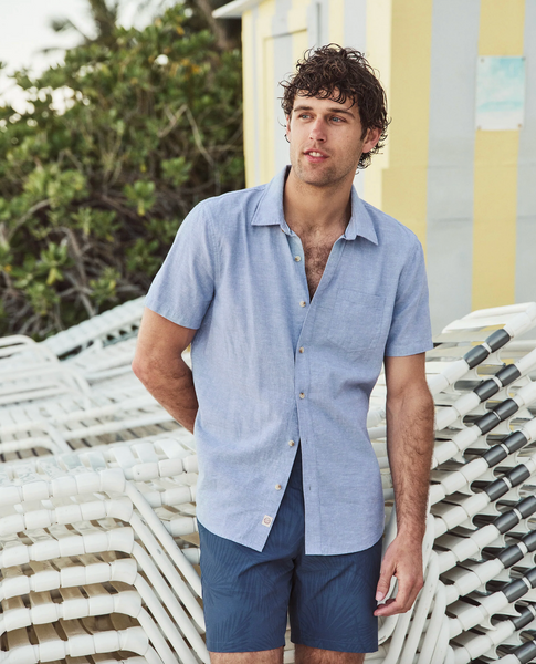 Better-Than-Linen Short Sleeve Shirt - Chambray