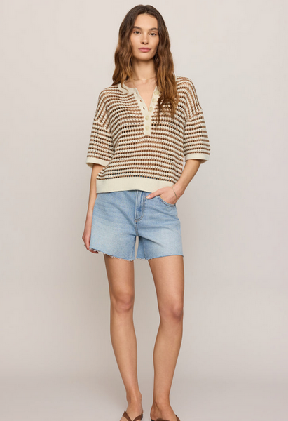 Kylo Striped Crochet Sweater - Taro