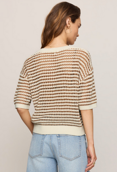 Kylo Striped Crochet Sweater - Taro