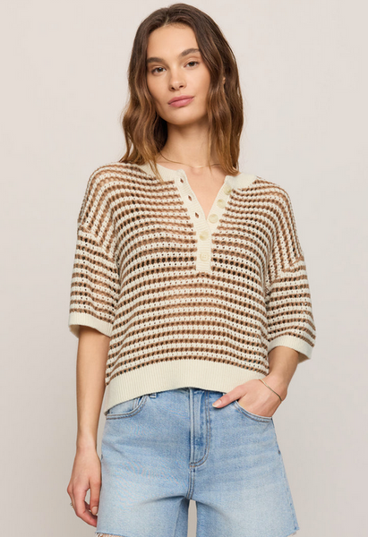 Kylo Striped Crochet Sweater - Taro