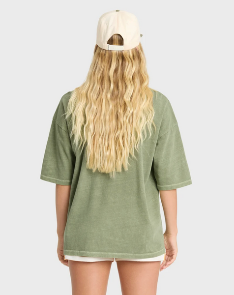 Wave Stamp Short Sleeve Cotton T-Shirt - Army Green