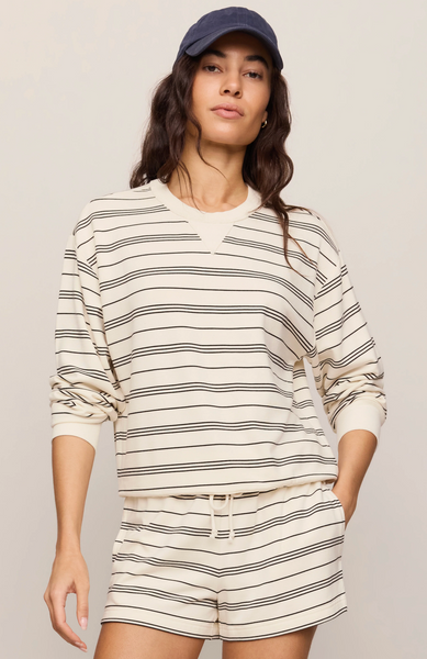 Stand Out Striped Fleece Sweatshirt - Cloud