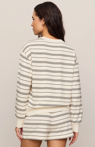 Stand Out Striped Fleece Sweatshirt - Cloud