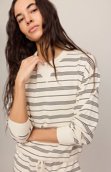 Stand Out Striped Fleece Sweatshirt - Cloud