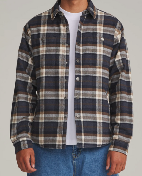 Harol Plaid Shirt Jacket - Navy