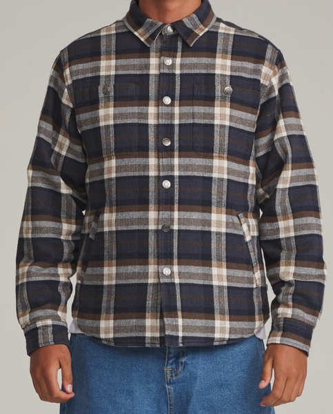 Harol Plaid Shirt Jacket - Navy