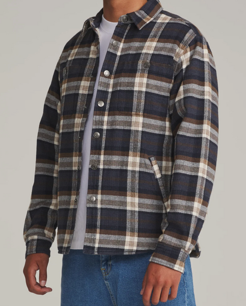 Harol Plaid Shirt Jacket - Navy