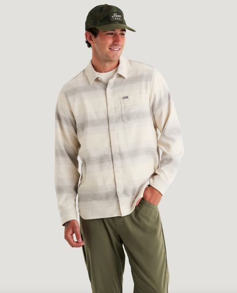 Men's Seawool Flannel Shirt - Ombre Stripe Birch