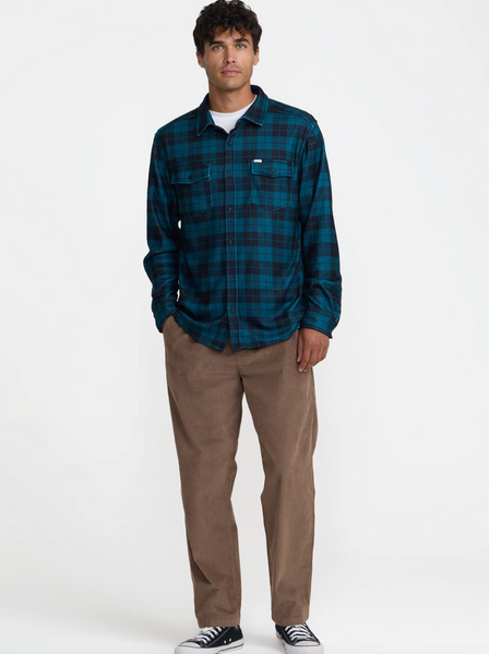 VAcancy Flannel Long Sleeve Shirt - RVCA Black