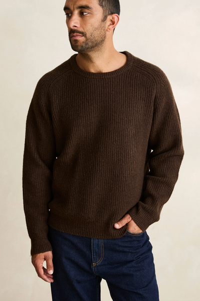 Vintage Waffle Knit Sweater - Chocolate