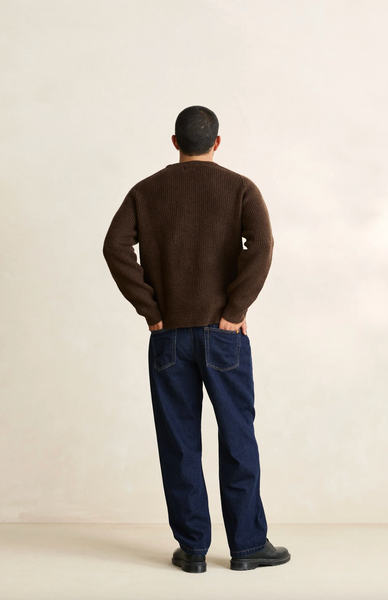 Vintage Waffle Knit Sweater - Chocolate
