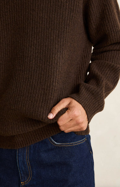 Vintage Waffle Knit Sweater - Chocolate