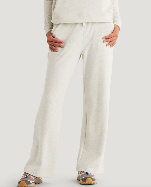 Women's Bamboo Lightweight Fleece Wide Leg Pant - Off White Heather
