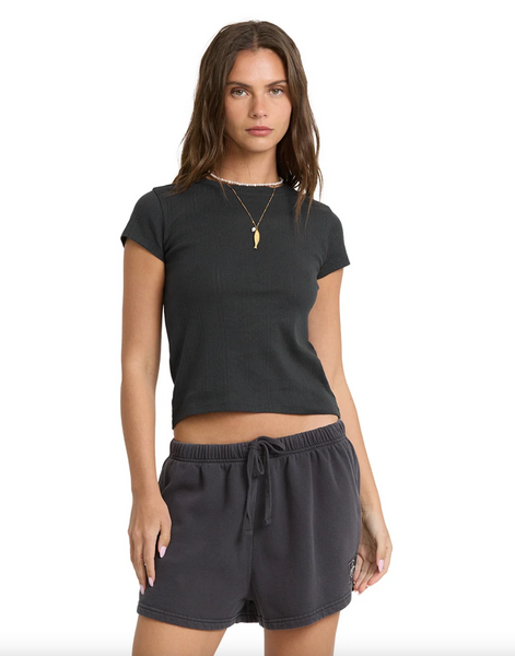 Just For You Solid Ss Tee - Black Sands