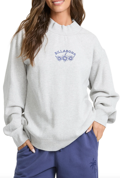 KOA Mock Neck Embroidered Sweatshirt - Heather Gray