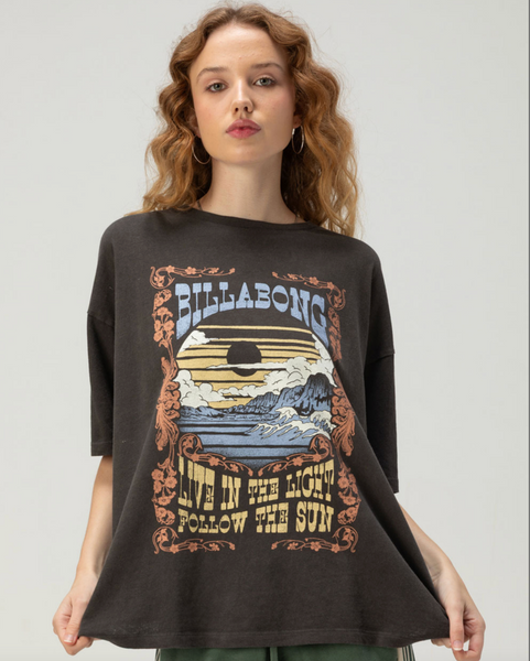 Walk With Us Womens Boyfriend Tee - Washed Black