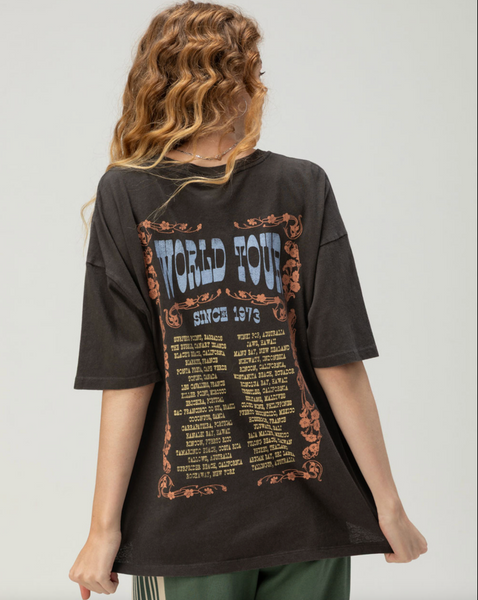 Walk With Us Womens Boyfriend Tee - Washed Black