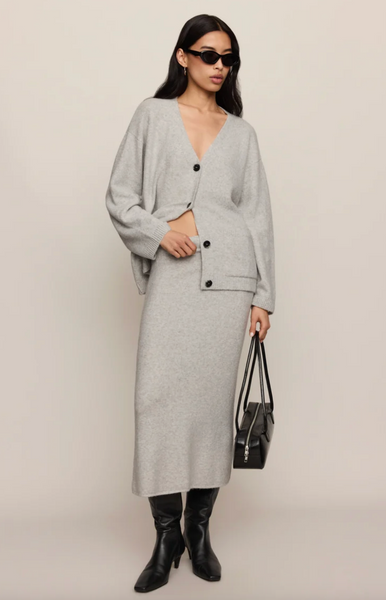 Cozy Moment Sweater Midi Skirt - Feather Grey