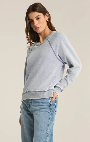 Saldana Knit Denim Top - Washed Indigo