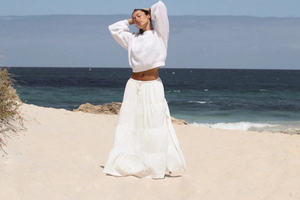 Classic Tiered Maxi Skirt - White