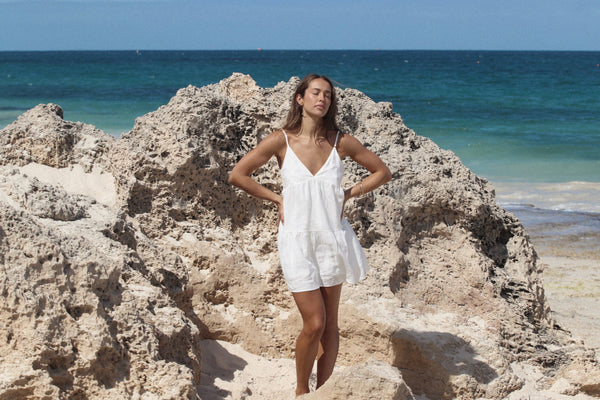 Classic Tiered Mini Dress - White