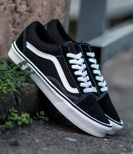 Mens black and white old skool vans on sale